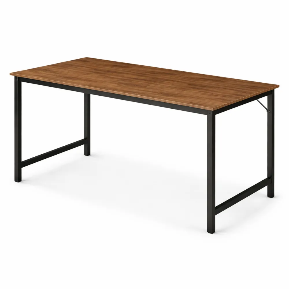 Scrivania Regolabile in Altezza con Design Industriale in Legno e Acciaio