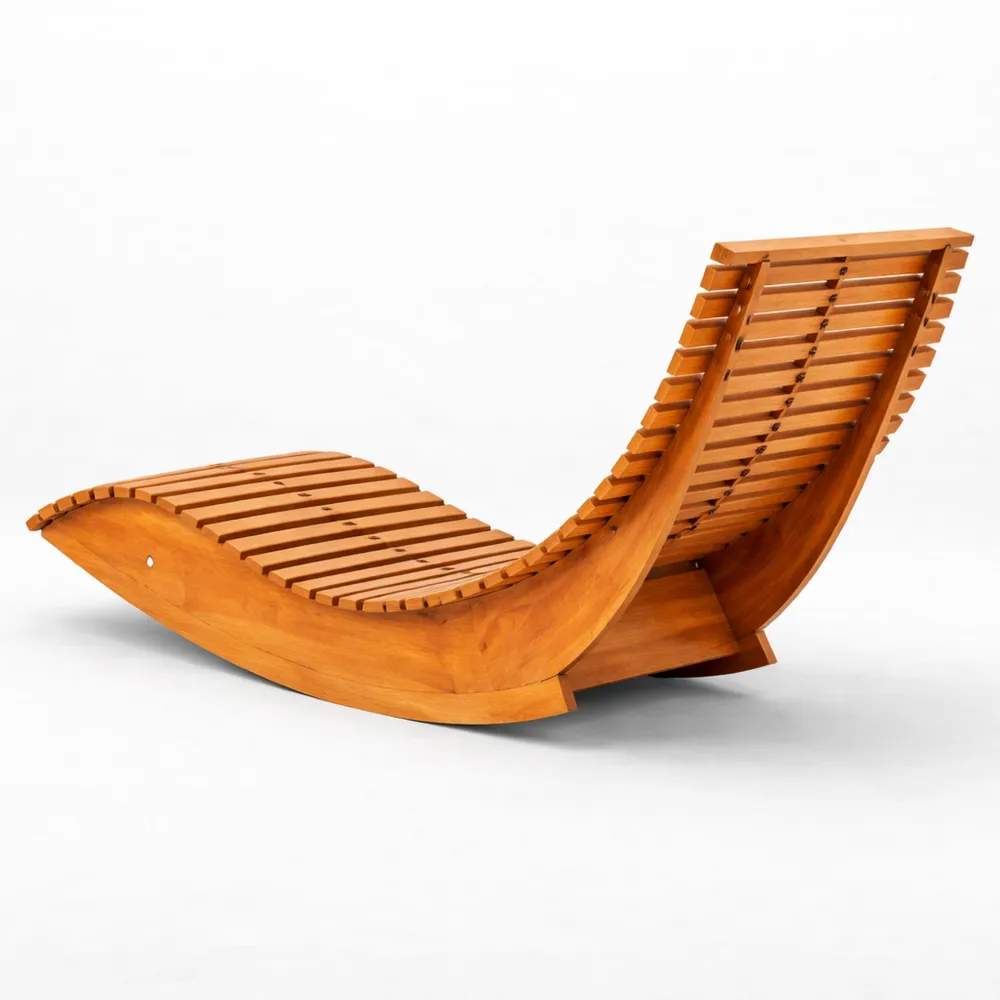 Sdraio a Dondolo Pieghevole in Legno di Acacia per Sauna e Piscina