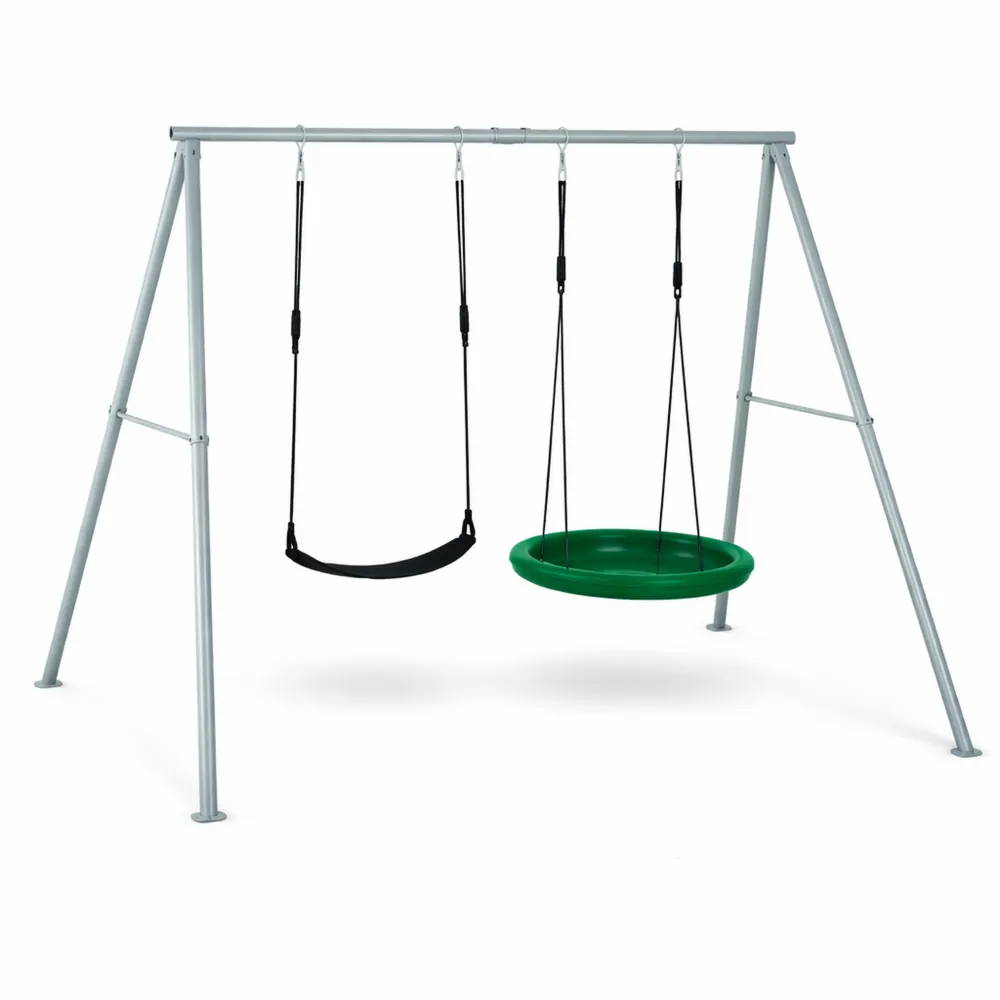 Altalena Doppia per Bambini con Telaio e Corde Regolabili, Portata 200 kg