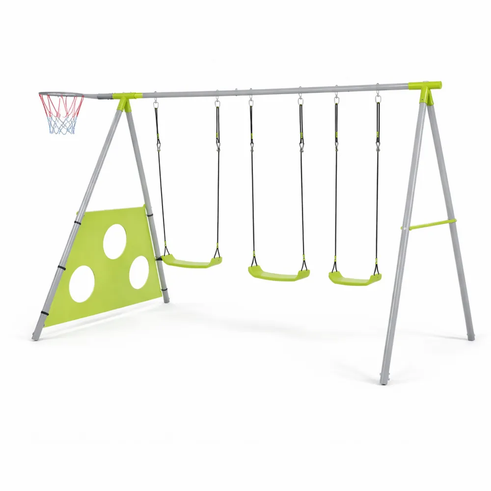 Set altalena da giardino 3 in 1 per bambini con canestro e porta