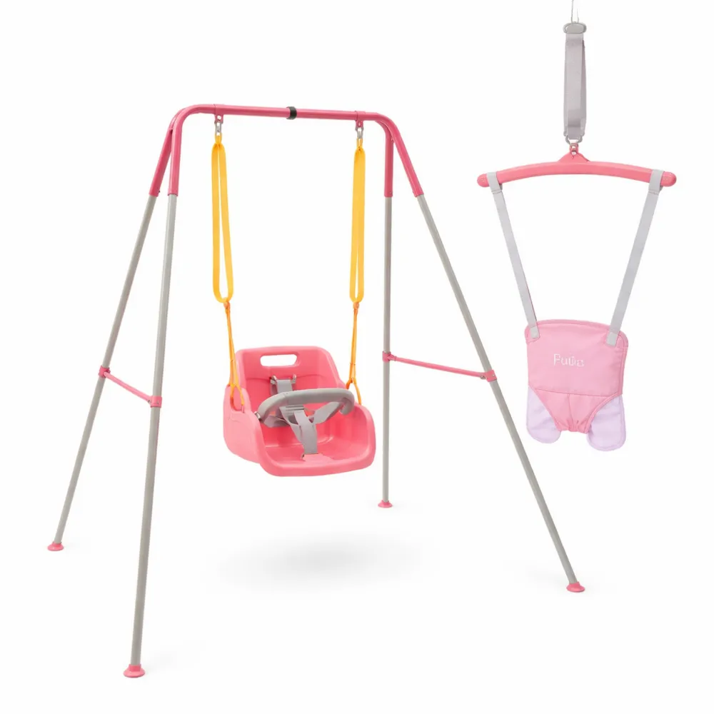 Altalena e Dondolo 2-in-1 per Bambini, con Supporto in Metallo Pieghevole e Sacchi di Sabbia