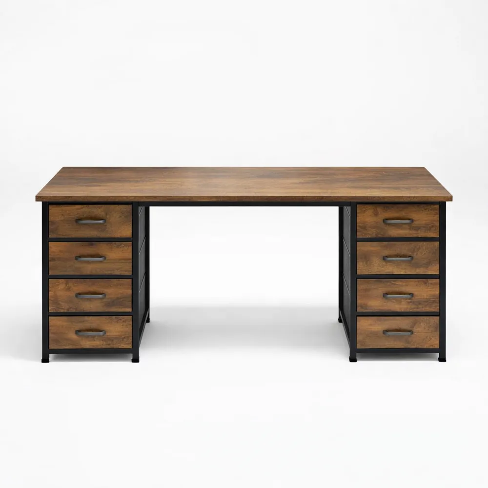 Scrivania Salvaspazio con Cassetti in Tessuto, 120x48cm, Ideale per Ufficio e Studio