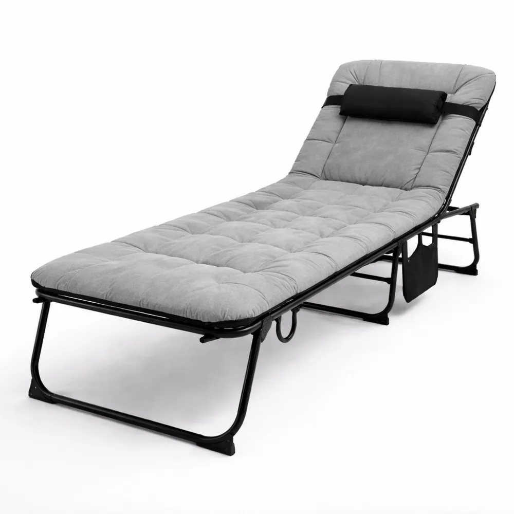 Lettino prendisole pieghevole con materasso impermeabile regolabile in 4 posizioni, portatile 190x68x31 cm per interni, balcone, giardino, spiaggia, campeggio