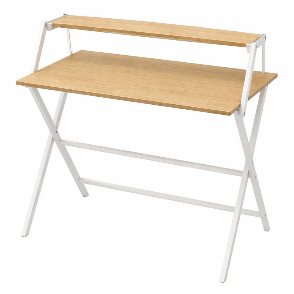 Scrivania Pieghevole con Ripiano per Monitor, Tavolo per Computer Richiudibile
