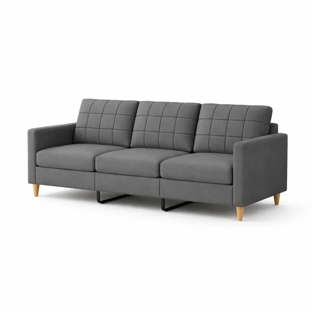 Divano Moderno a 3 Posti in Tessuto Grigio Scuro