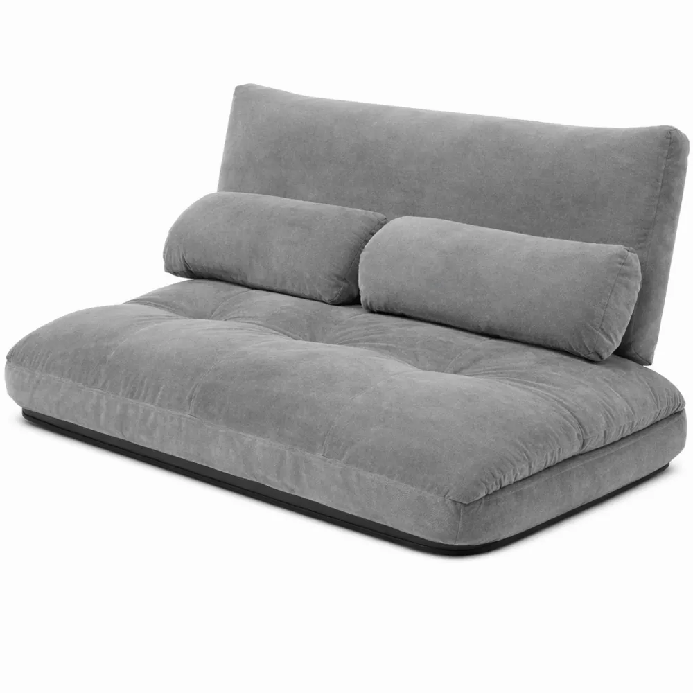 Divano Letto Regolabile a 6 Posizioni con Rivestimento in Camoscio e Cuscini