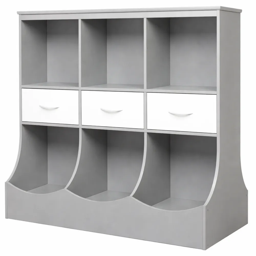Libreria per Bambini con Ripiani e Cassetti, 93 x 40 x 94 cm, Grigio