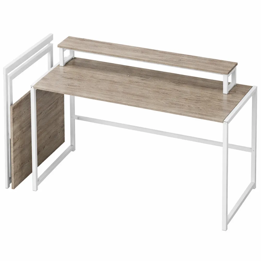 Scrivania Pieghevole con Stand Rimovibile per Monitor, 100x48x87.5 cm, Tavolo Computer per Casa e Ufficio
