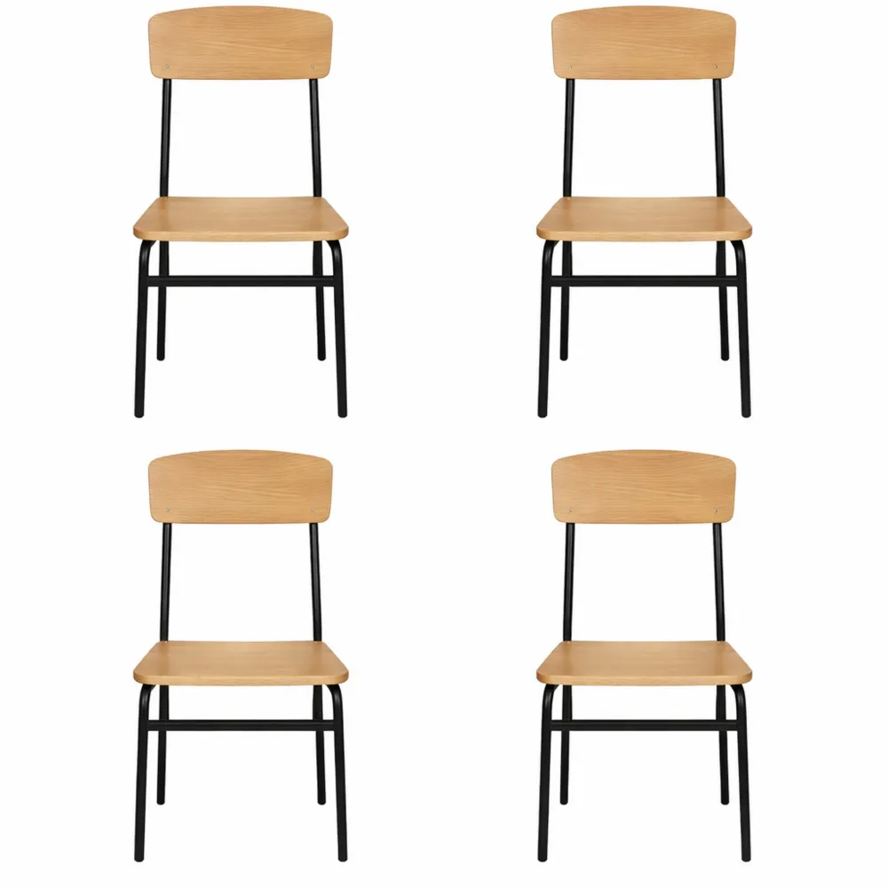 Set di 4 sedie moderne per pranzo, leggere, per interni ed esterni, facile montaggio, nero effetto rovere