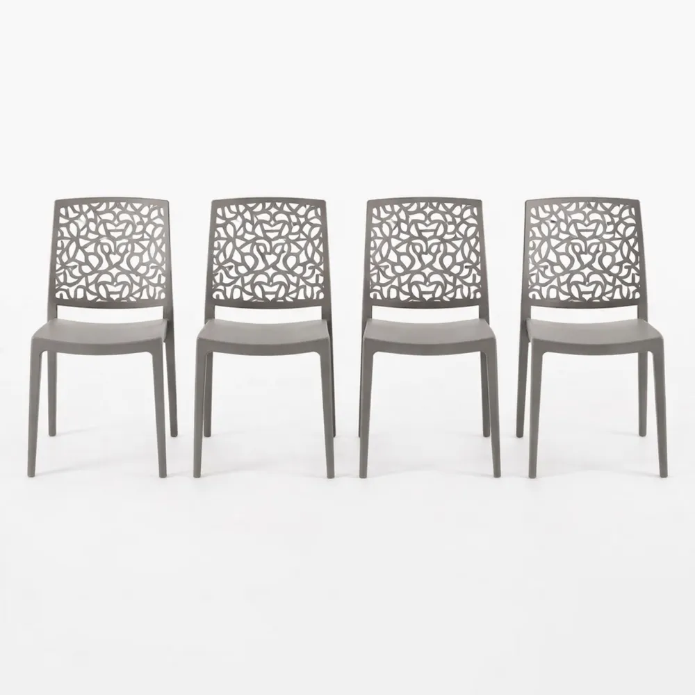 Sedie impilabili in polipropilene per interni ed esterni, set da 4