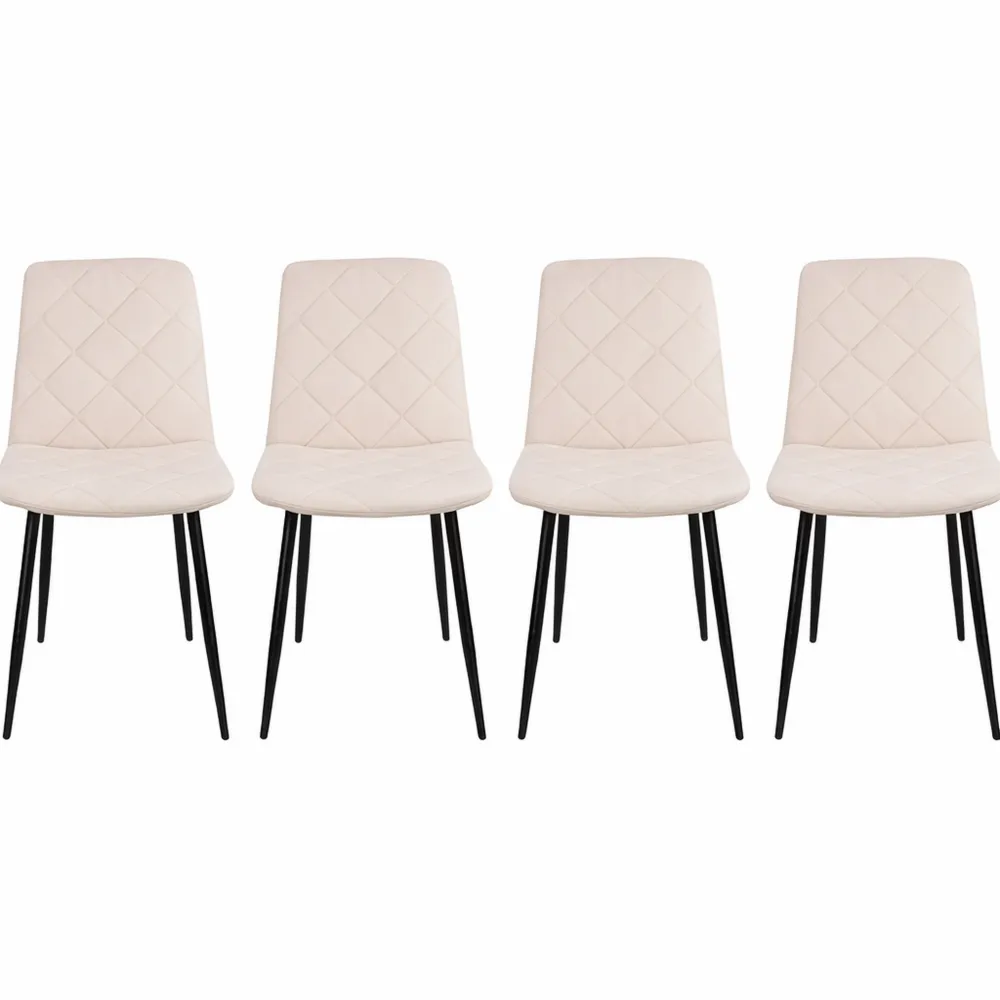Set di 4 sedie moderne in velluto con gambe in ferro nero, per soggiorno e sala da pranzo