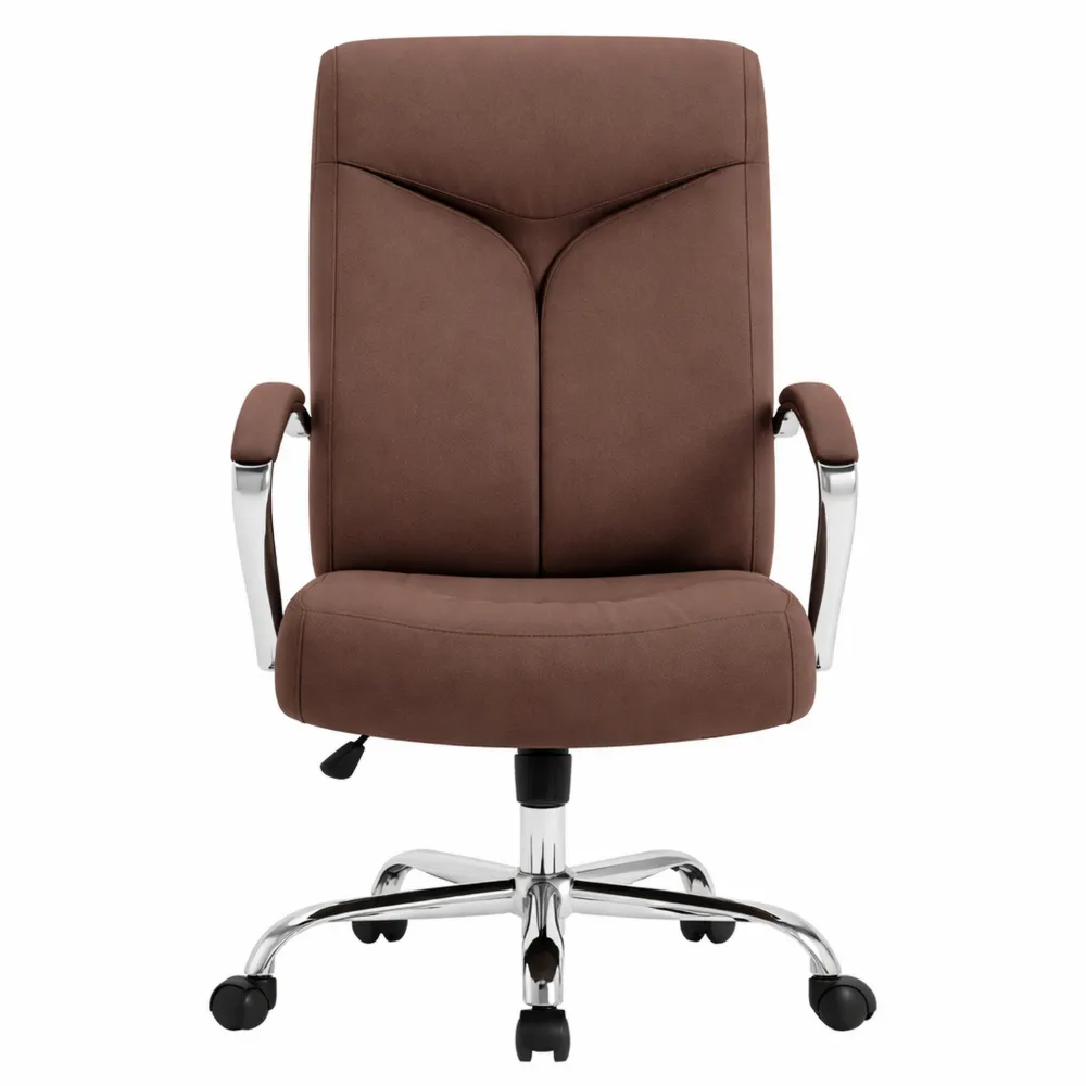 Sedia da Ufficio Ergonomica Girevole con Alto Schienale e Braccioli, Marrone