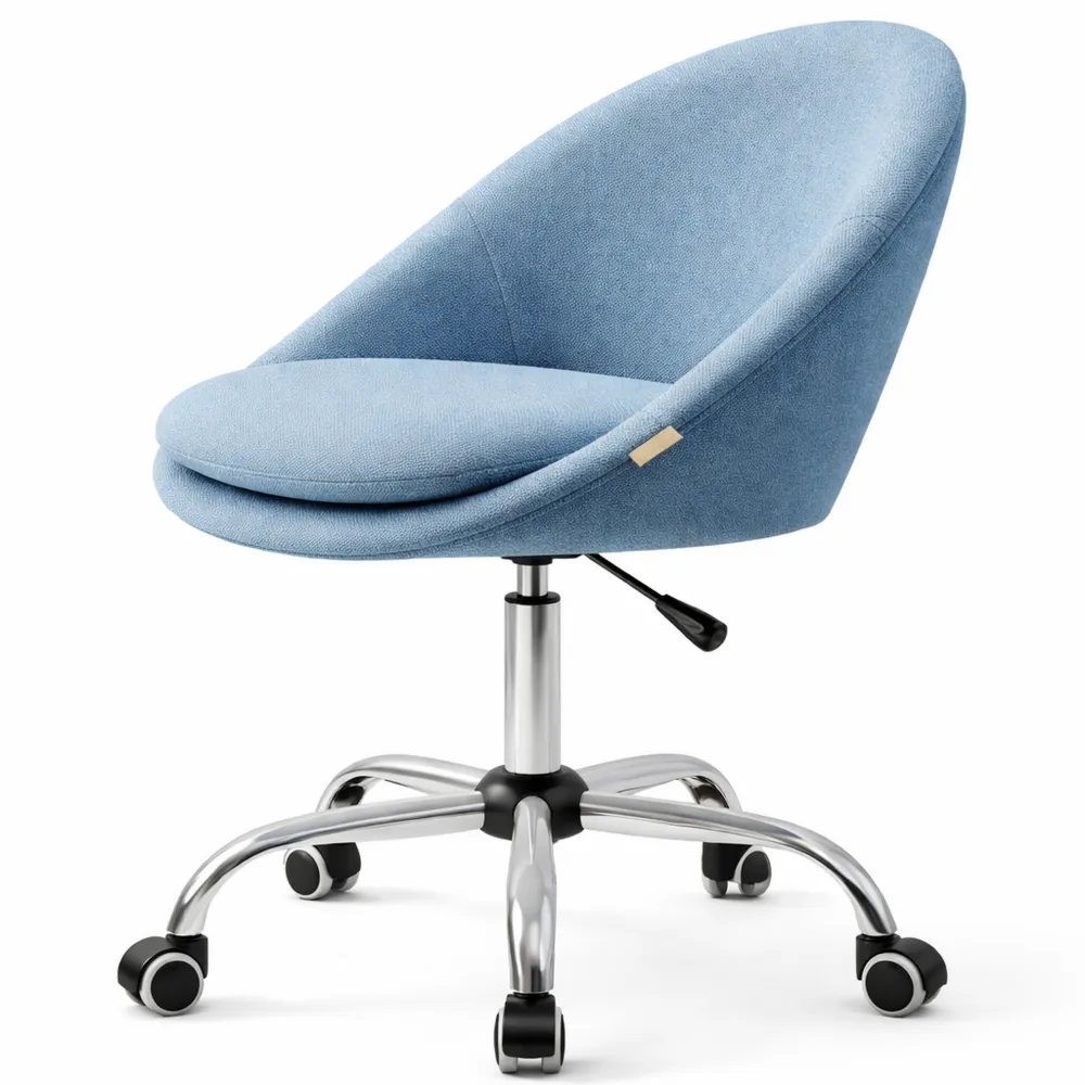 Sedia da Studio Girevole in Cotone-Lino Imbottita e Regolabile