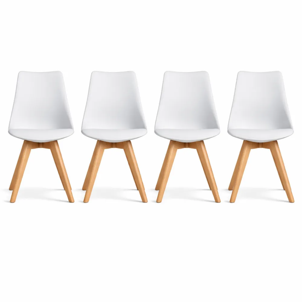 Set di 4 sedie da ufficio in legno massiccio con design retrò