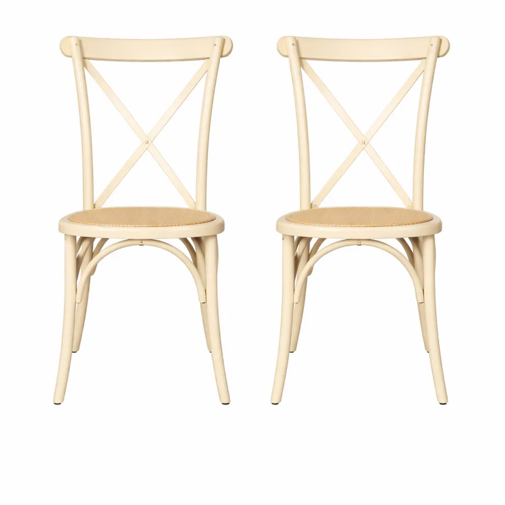 Set di 2 sedie in legno per cucina e giardino, stile vintage, colore bianco anticato