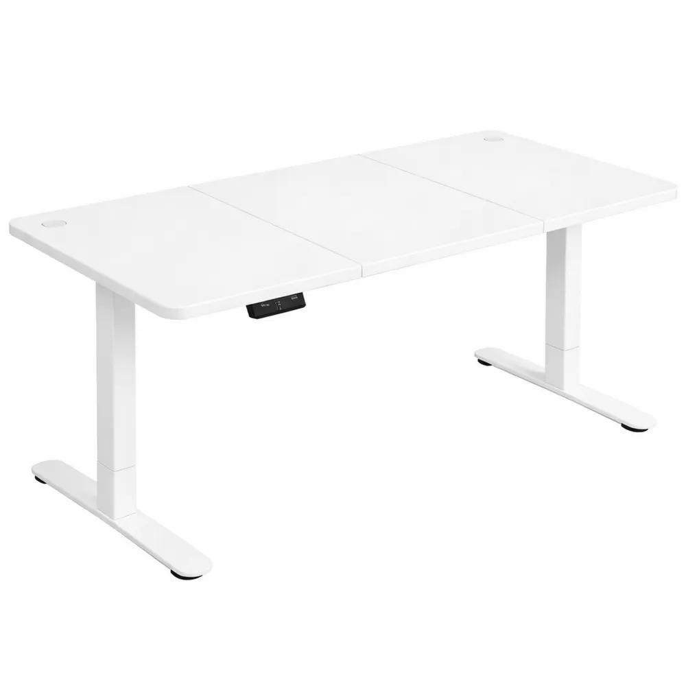 Scrivania Regolabile Elettrica con Funzioni di Memoria e Caricatore USB, 160 x 70 cm, Bianco