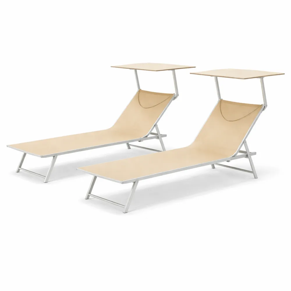 Lettini Prendisole in Alluminio per Spiaggia e Mare - Beige