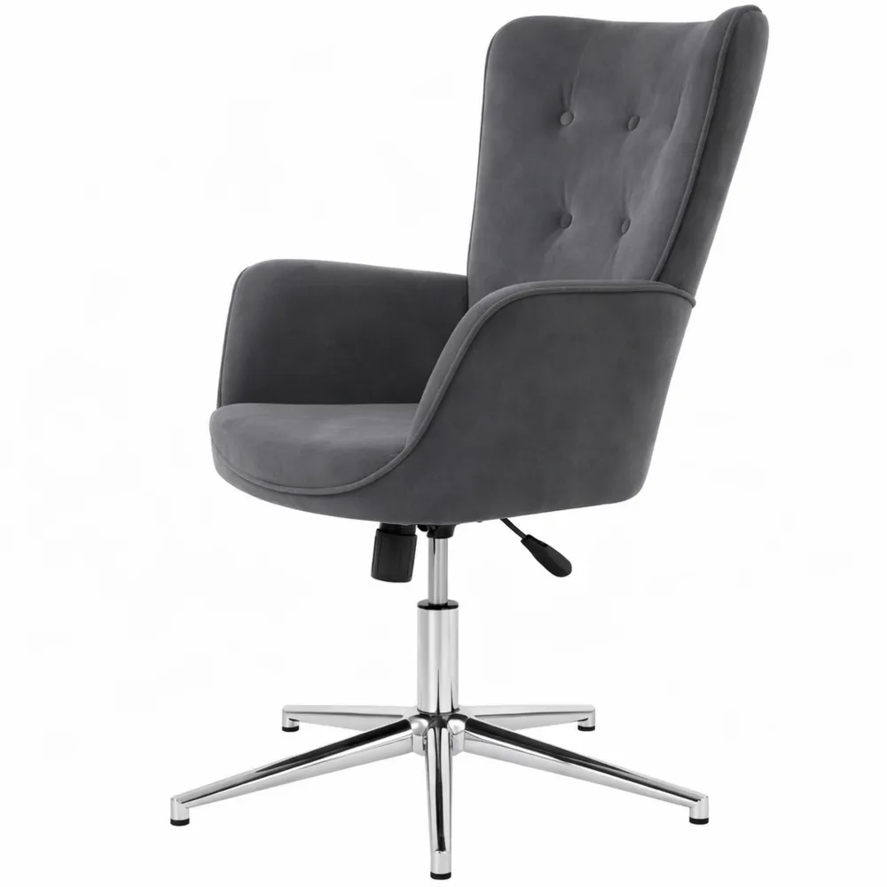 Poltrona Girevole in Velluto con Braccioli e Funzione Dondolo, Regolabile in Altezza, per Ufficio e Soggiorno, Grigio Scuro-Trivensar