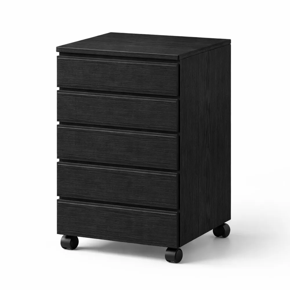 Schedario a 5 cassetti con ruote per ufficio, nero-Trivensar