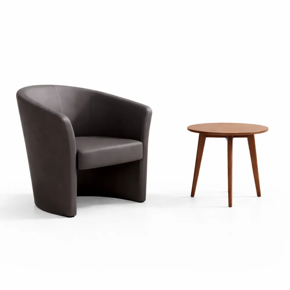 Poltrona da Salotto in Ecopelle Nera con Braccioli-Trivensar