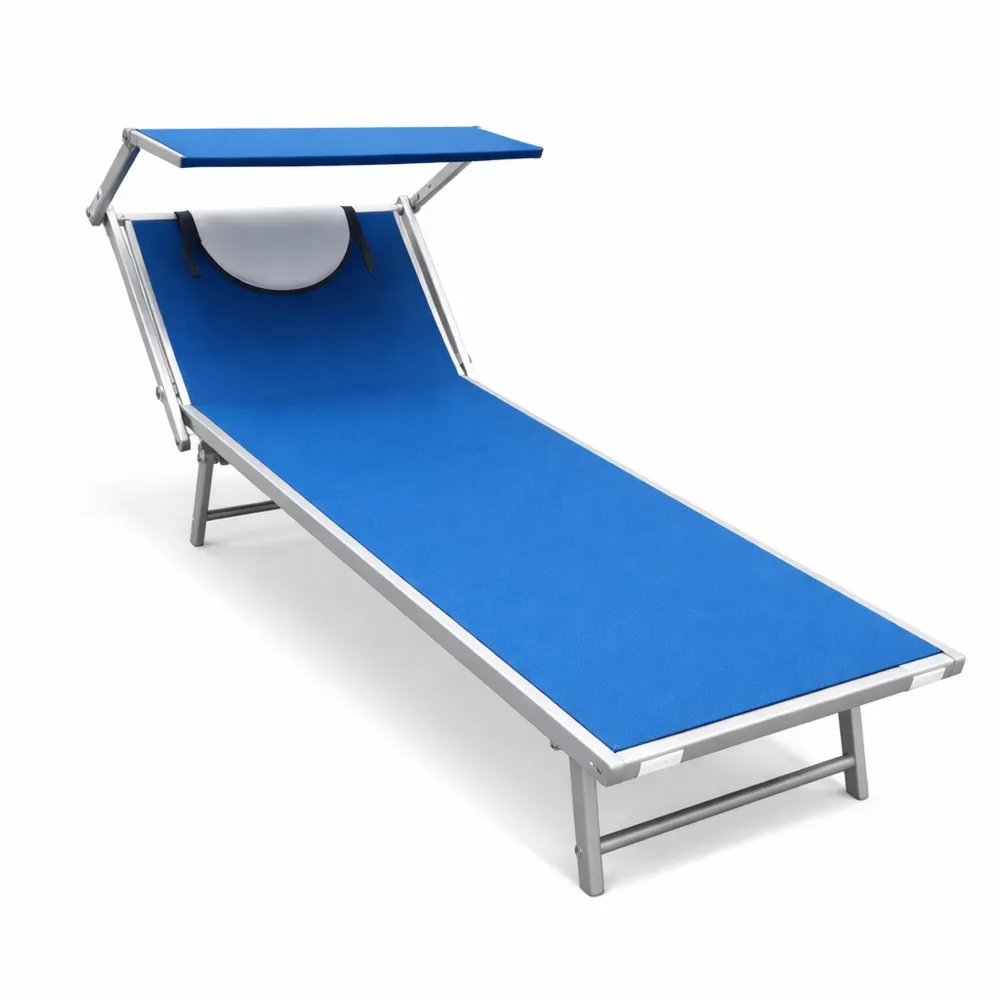 Lettino prendisole pieghevole con tettuccio regolabile e cuscino-Trivensar