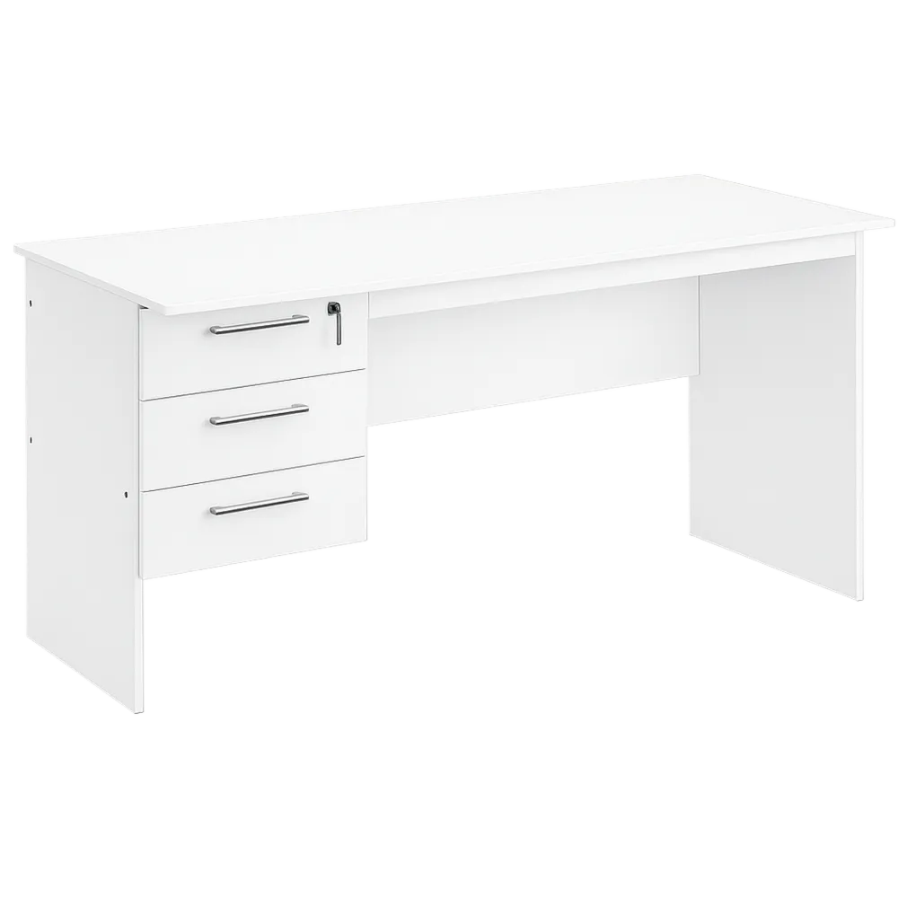 Scrivania con 3 cassetti in legno bianco 120x60 cm per ufficio-Trivensar