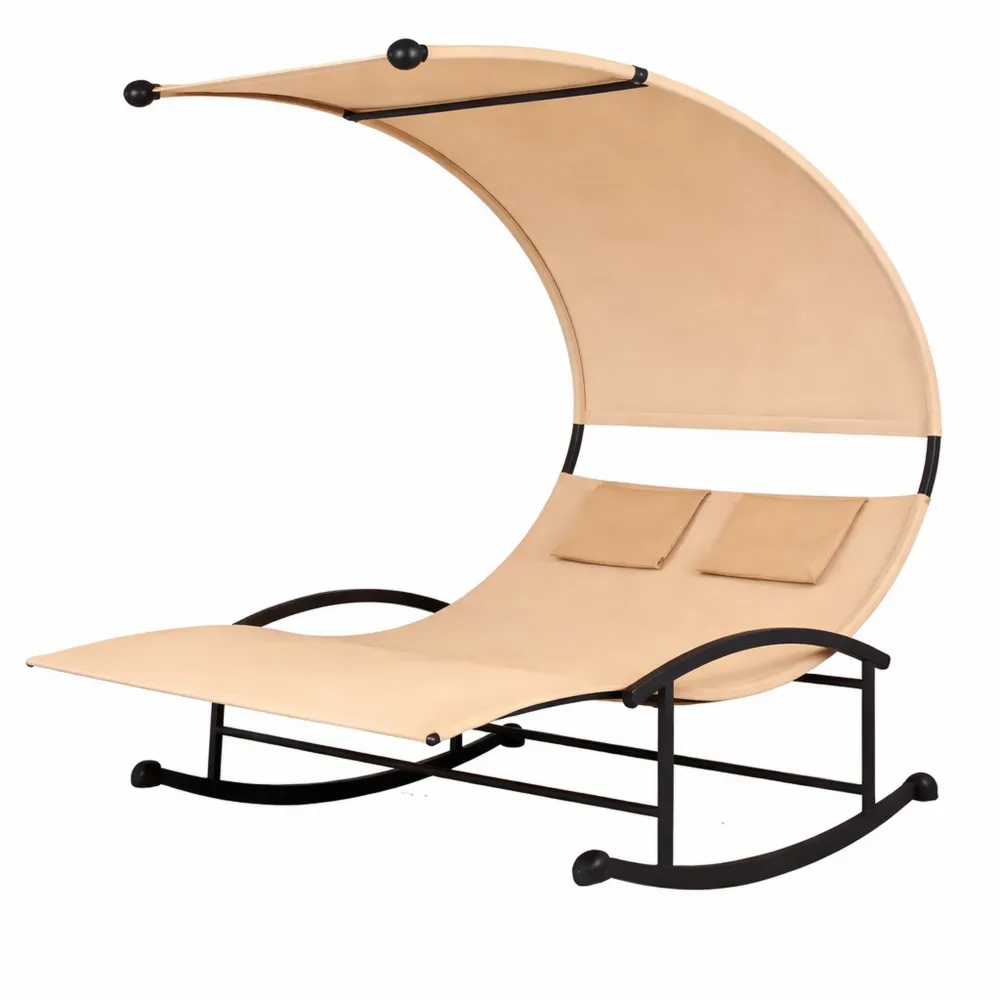 Lettino Doppio Ergonomico con Tetto Parasole per Giardino e Piscina-Trivensar