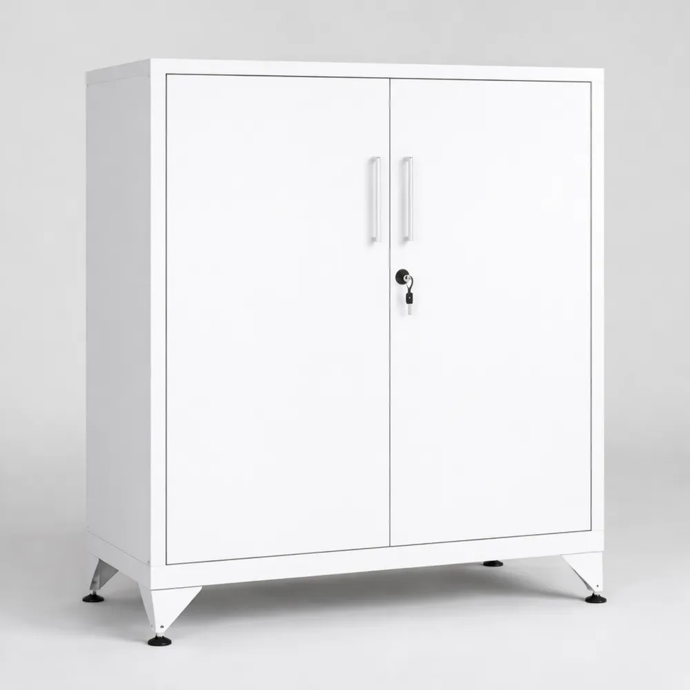 Armadietto in Metallo con Serratura, Mobile Multiuso a 2 Ante, per Ufficio o Soggiorno, Grigio Opaco-Trivensar