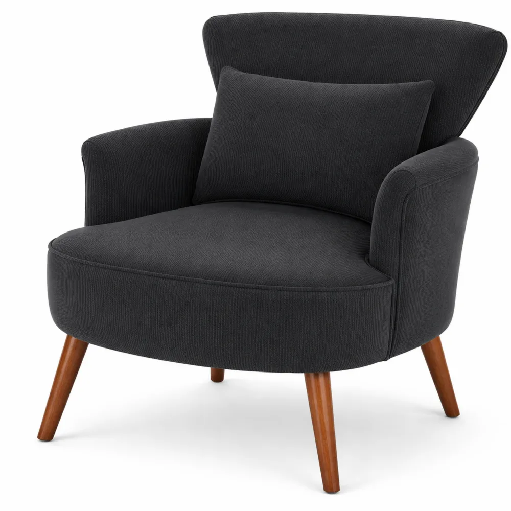 Poltrona moderna in velluto a coste con seduta imbottita per soggiorno-Trivensar