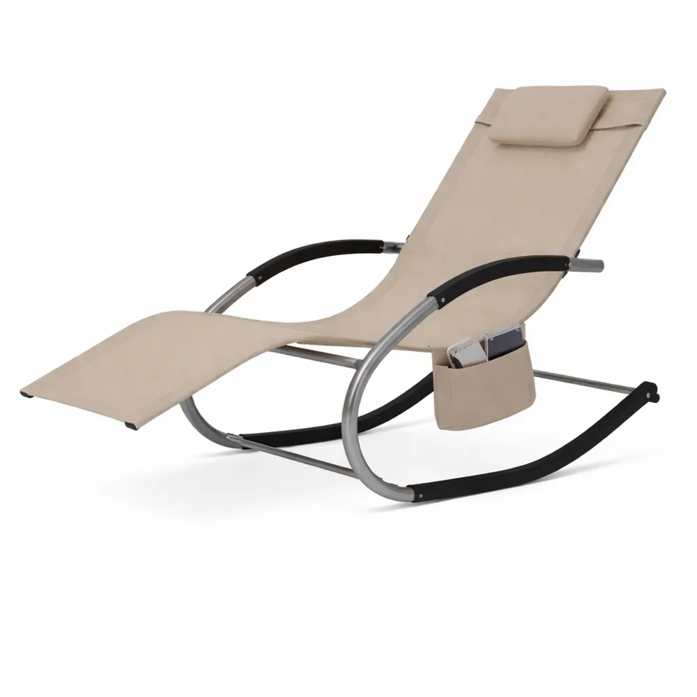 Lettino a Dondolo da Giardino con Cuscino Rimovibile e Telaio in Acciaio-Trivensar