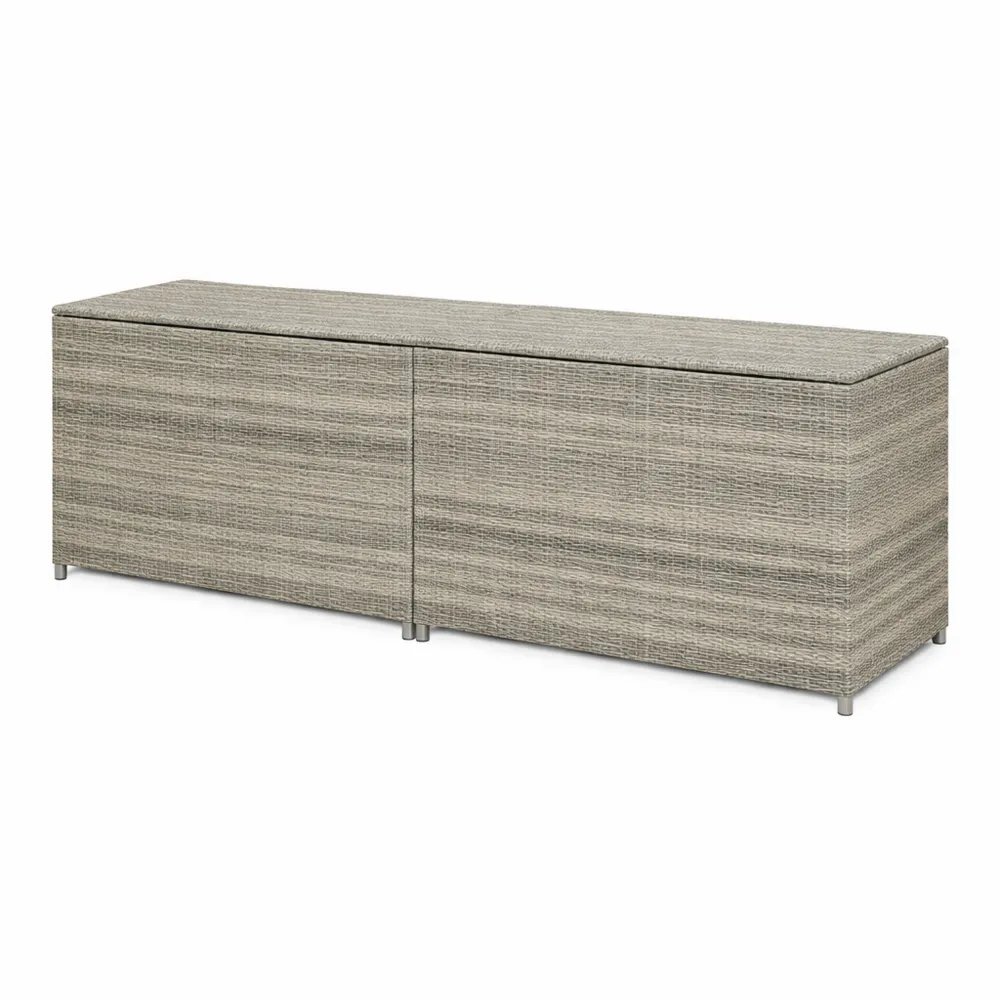 Baule da Giardino in Polyrattan con Telaio in Acciaio 200x50x60 cm Grigio-Novarvexil