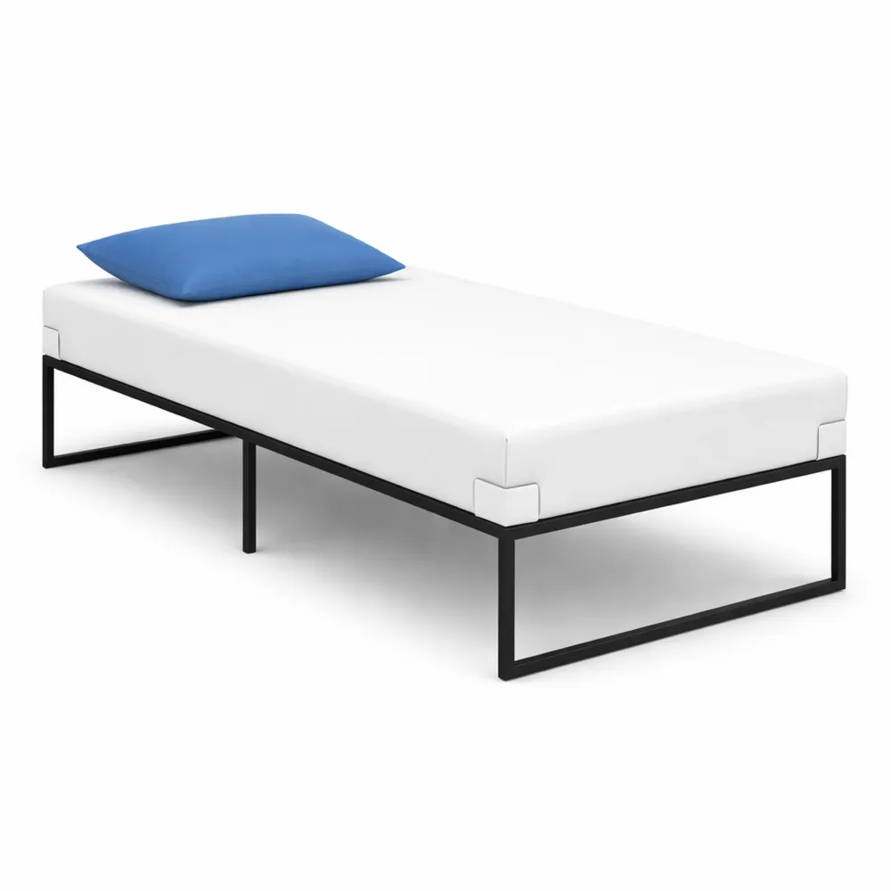 Struttura Letto Singolo Metallo 90x190 cm, Facile da Montare, con Spazio di Archiviazione e Rete Silenziosa-Novarvexil