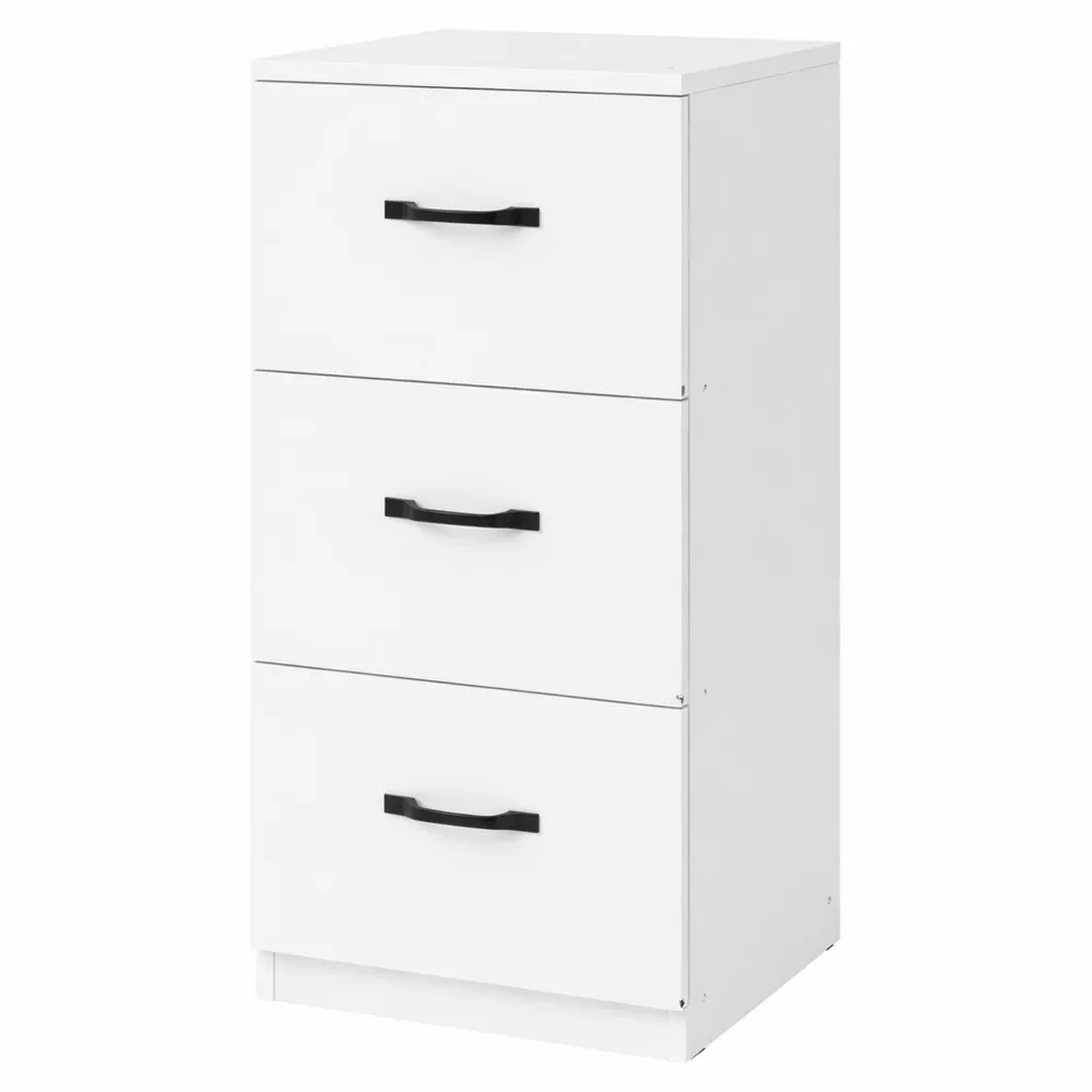 Cassettiera da Ufficio con Ruote e Serratura, 3 Cassetti, Barre Regolabili, Bianco-Novarvexil