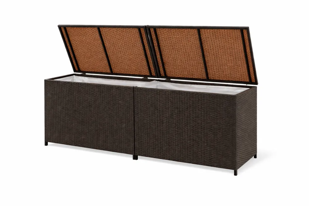 Baule in Polyrattan da Giardino 200x50x60 cm Marrone-Novarvexil