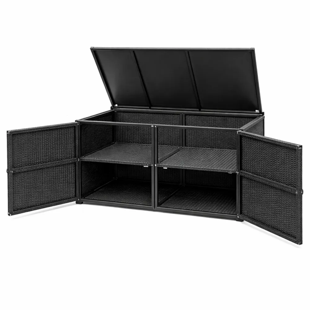 Baule Contenitore da Giardino con Coperchio e Ripiani-Novarvexil