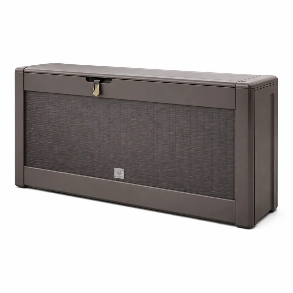 Baule da Giardino Impermeabile 310L con Rotelle e Effetto Rattan-Novarvexil