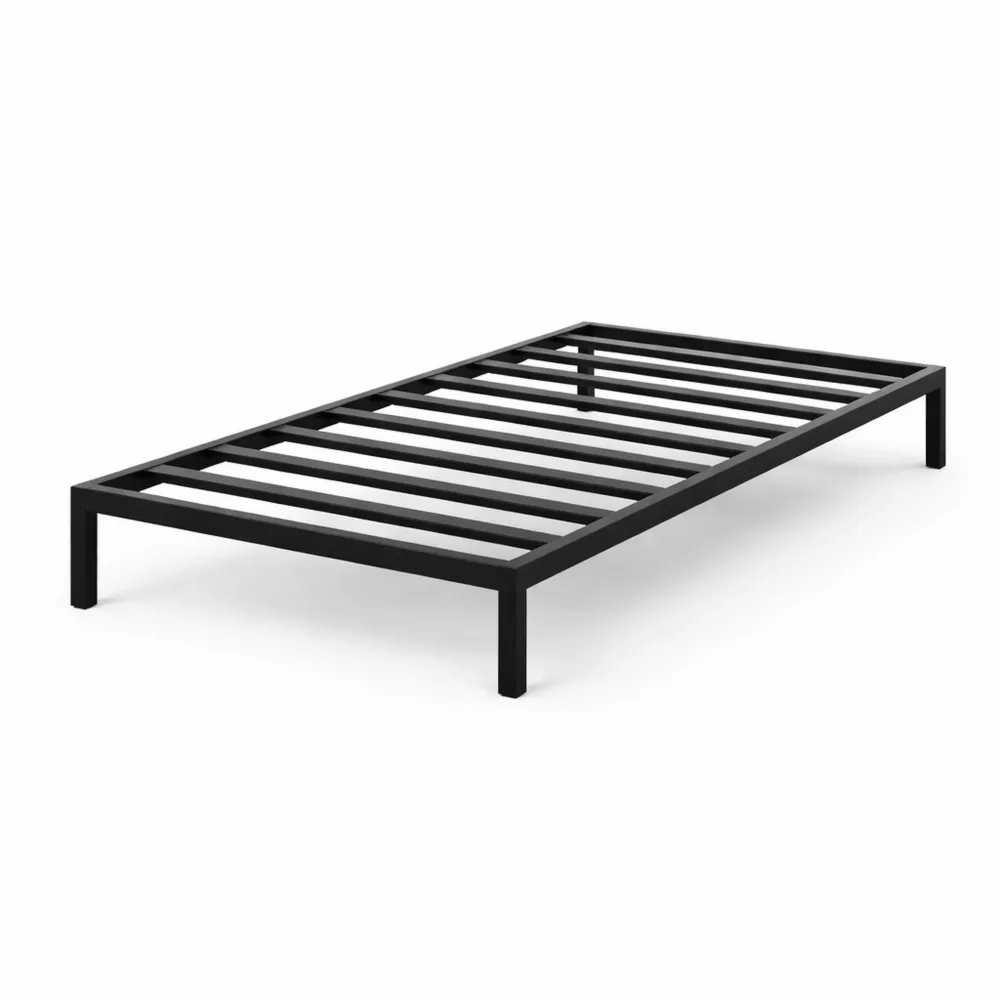 Letto Singolo in Metallo con Rete a Doghe, 80 x 190 cm, Nero-Novarvexil