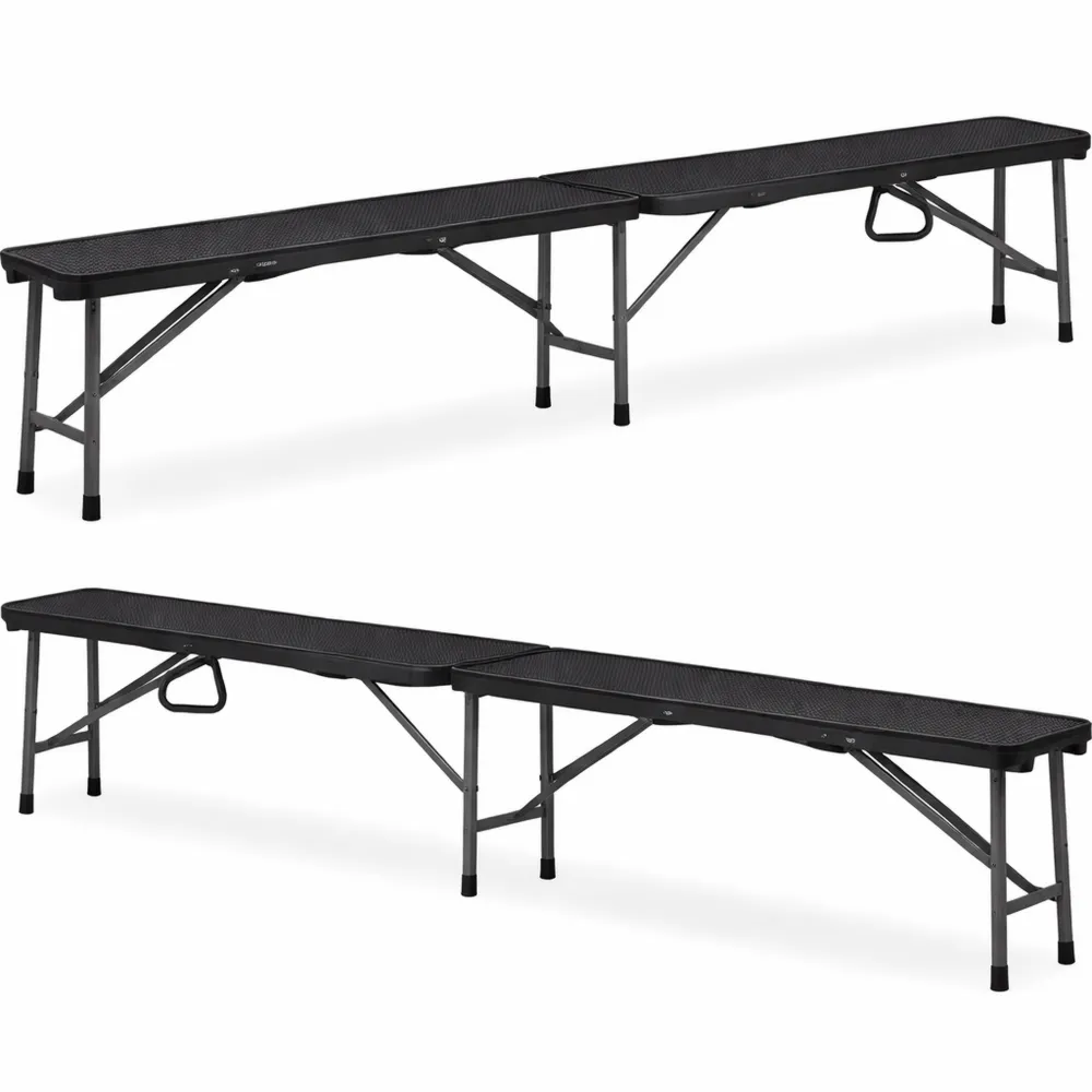 Set di 2 panche in plastica per eventi all'aperto, nero-Novarvexil