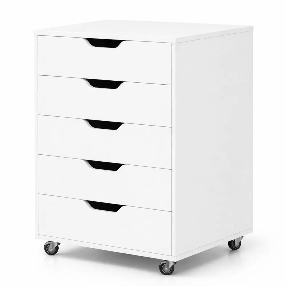 Cassettiera con 5 cassetti e ruote per ufficio e casa, mobile multiuso-Novarvexil