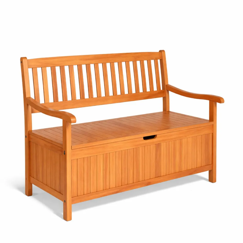 Panca da Giardino in Legno di Acacia con Contenitore Impermeabile, 2 Posti-Novarvexil