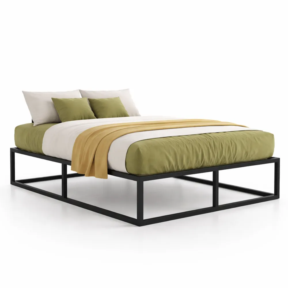 Struttura Letto Matrimoniale 160x190 cm in Metallo con Supporto Doghe, Spazio Sottolato Silenzioso, Facile da Montare-Novarvexil