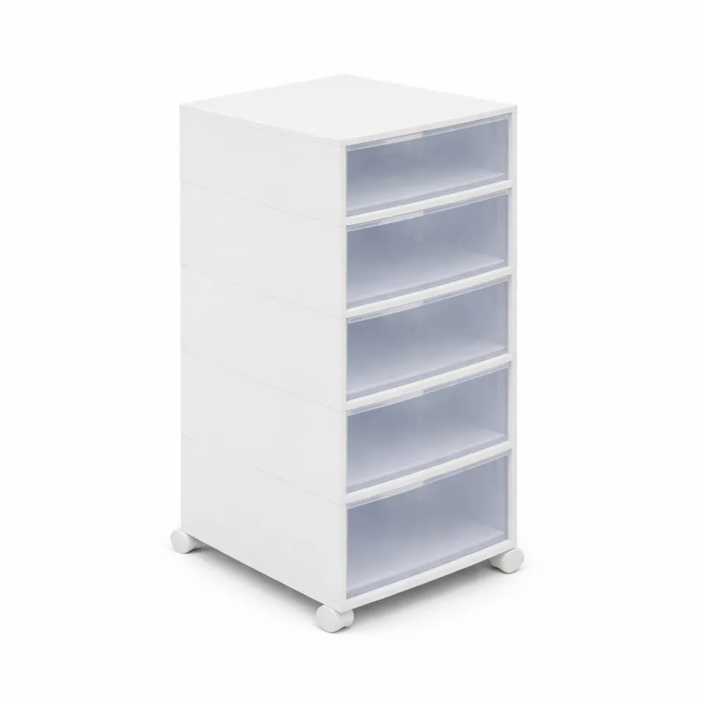 Mobiletto in plastica con 5 cassetti su ruote per spostamento facile-Novarvexil