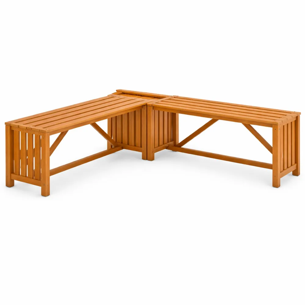 Panca Angolare da Giardino con Fioriera in Legno di Acacia-Novarvexil