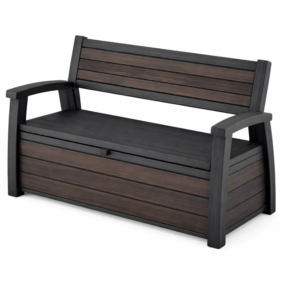 Panchina da Giardino con Vano Contenitore, Effetto Legno, 227L-Novarvexil