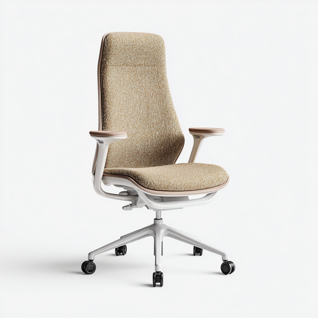 Krzesła Biurowe tkanina 67x68x112 cm beżowa - ergonomiczny nowoczesny design-Laridahome