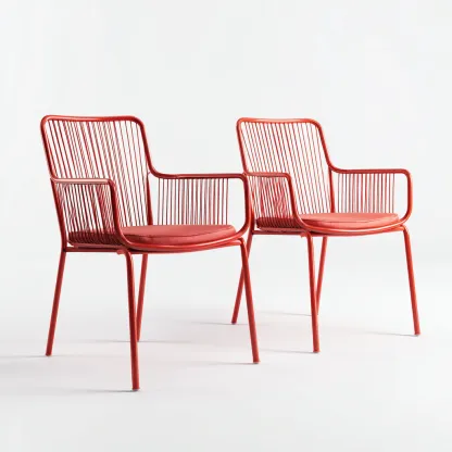 Krzesła ogrodowe - metalowe - 58x62x83 cm - czerwony - nowoczesny styl-Laridahome
