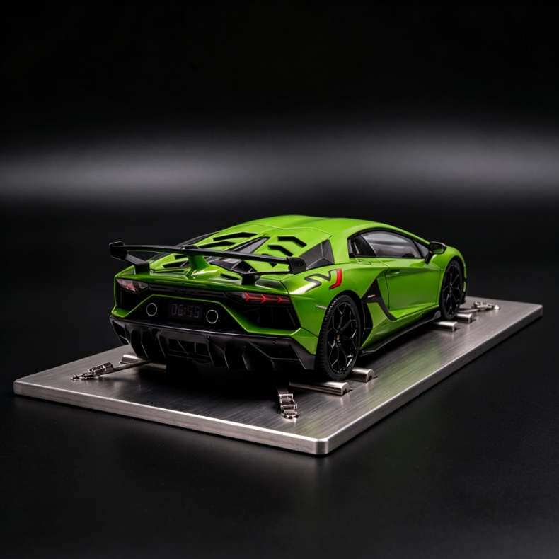 Supercar Engine-Sound Alarm Clock | 1:24 Scale Model with Spinning Wheels & LED Exhaust Flame