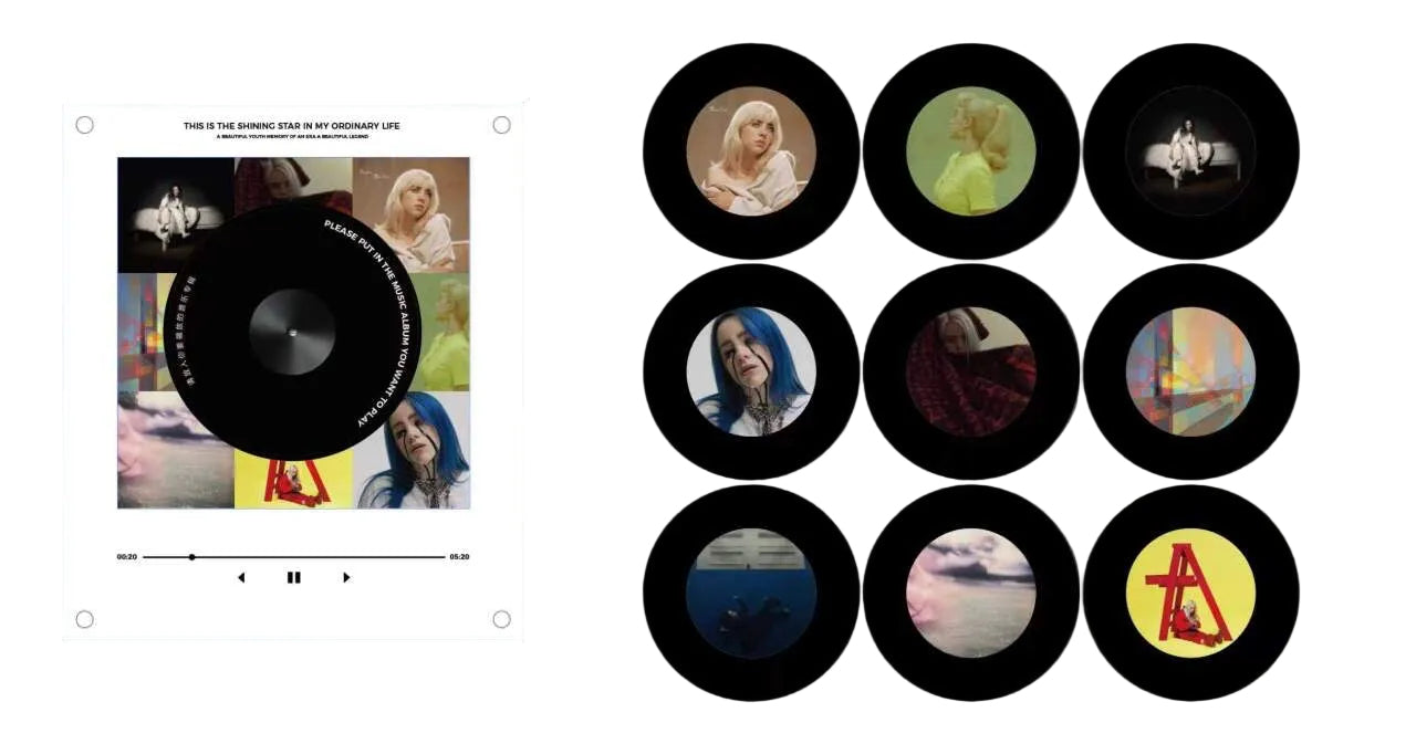 Personalized Vinyl-Style Music Player | 9 Customizable NFC Discs with USB Import