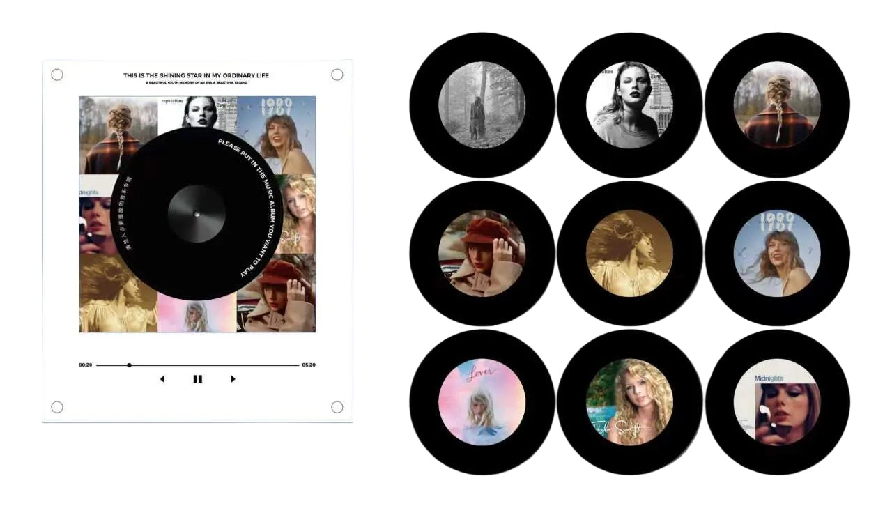 Personalized Vinyl-Style Music Player | 9 Customizable NFC Discs with USB Import