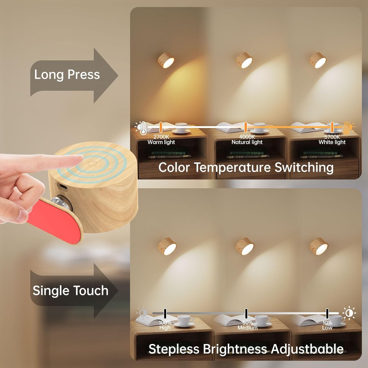 Battery-powered wall lamp